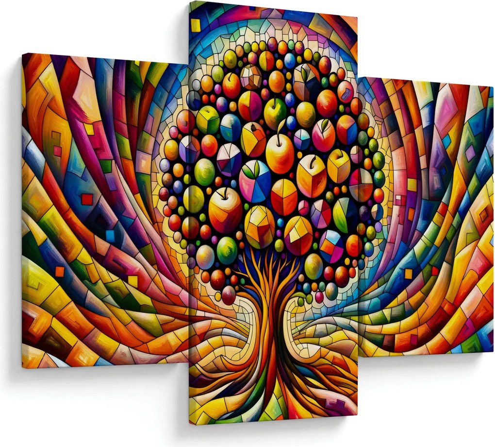 Kép – Színes fa almákkal (90x60 cm)