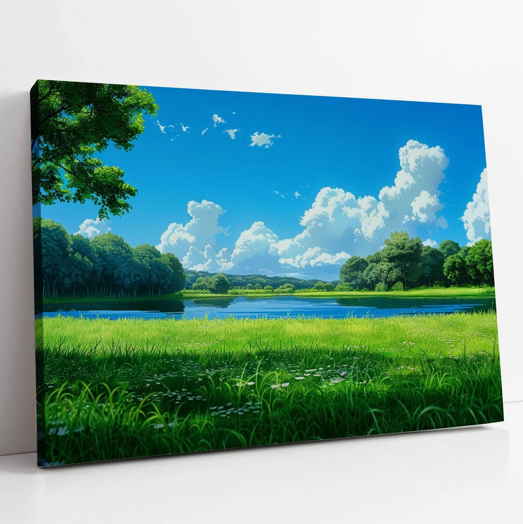 Vászonkép Rét a tóparton táj otthon nappali szoba 80x60