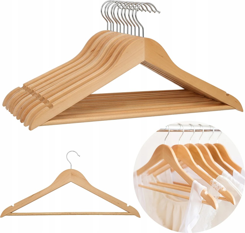 Fa Ruhaakasztók Ruhaakasztó Szekrény Akasztó Szett 10 Db-os