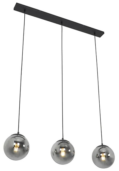 Art Deco lógólámpa fekete és füstüveggel 3-lámpás - Pallon