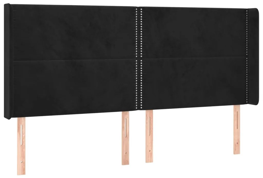 fekete bársony LED-es fejtámla 183x16x118/128 cm