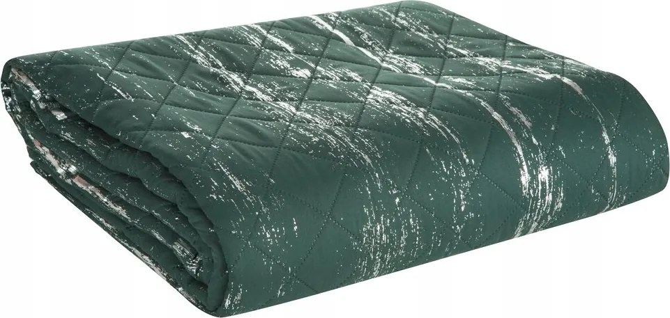 Dekoratív ágytakaró BLINK1 200x220 c.zöld steppelt ezüst csiszolt mintás