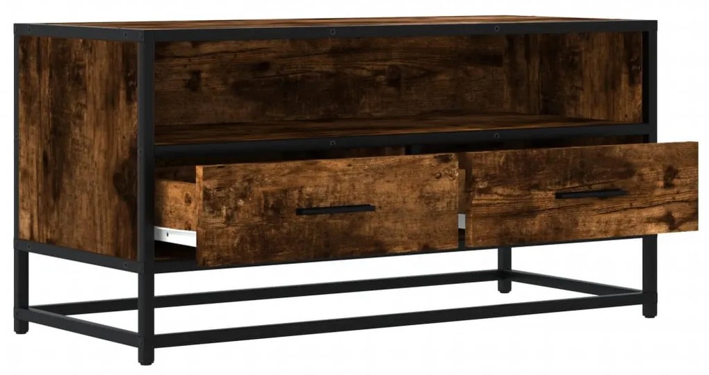 füstös tölgy színű szerelt fa és fém TV-szekrény 80x34,5x40 cm