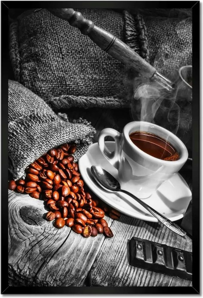 Poszterek keretben 40x60 Fekete-fehér kávés kép