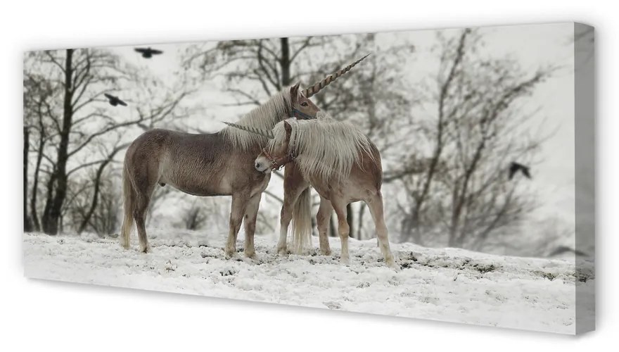 Canvas képek Téli erdő egyszarvúak 120x60 cm