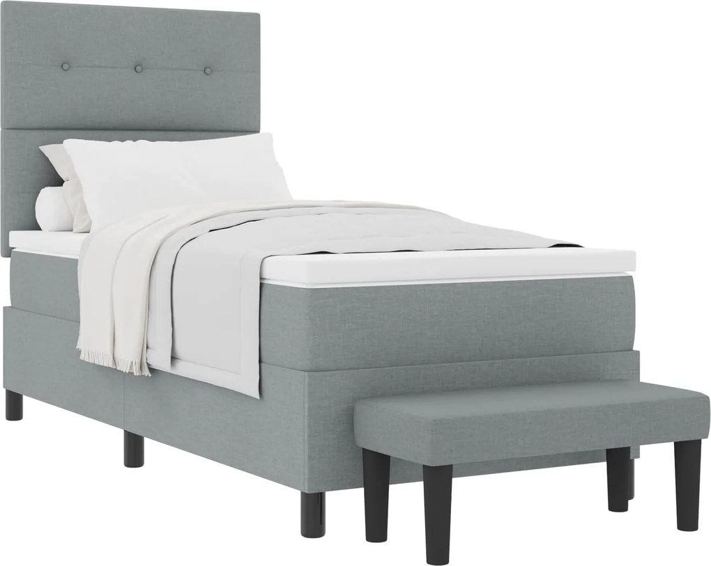 vidaXL Boxrugós ágy matracmal Világosszürke 80 x 200 cm szövet