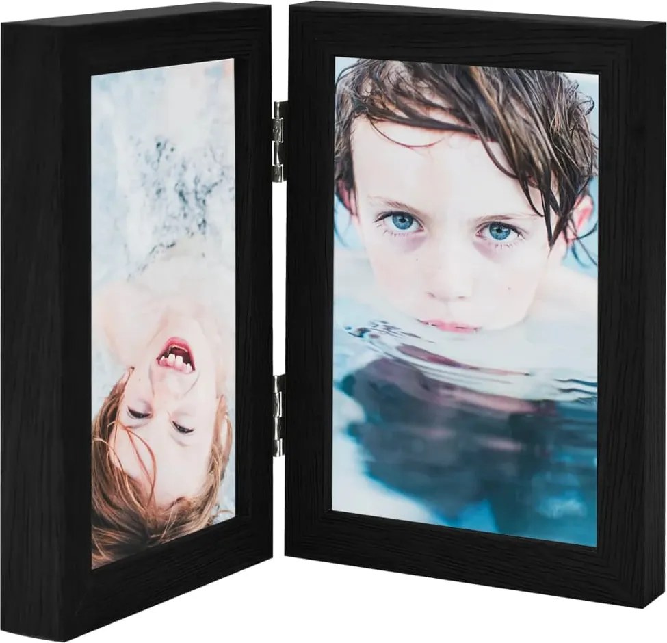 vidaXL fekete kétszárnyas fényképkeretszett 2 x (21 x 29,7 cm)