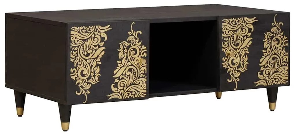 vidaXL Dohányzóasztal Fekete 100 x 54 x 40 cm Tömör Mangófát