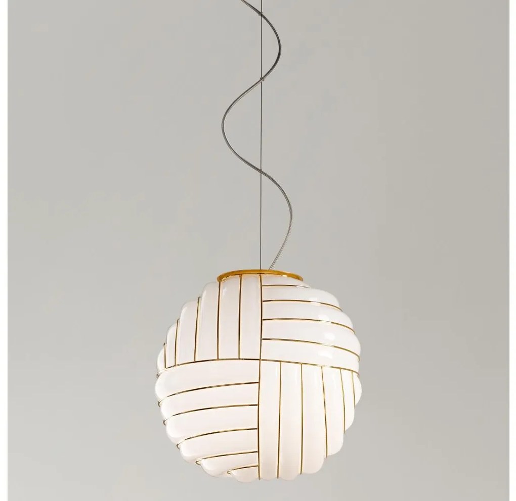 SIRU - Csillár zsinóron CARTESIO 1xE27/60W/230V arany/fehér Velencei üveg