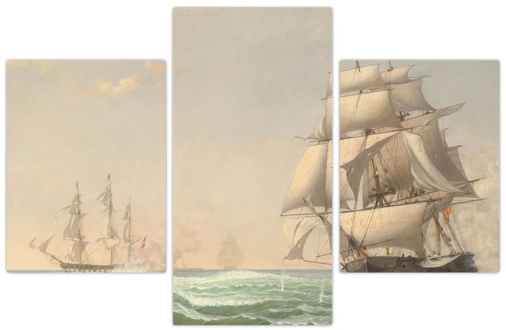 Kép - Fitz Henry Lane, The United States Frigate President Engaging the British Squadron, reprodukciók (90x60 cm)