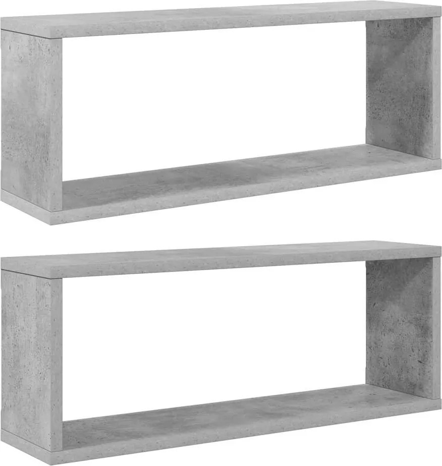 vidaXL 2 db betonszürke szerelt fa négyszögű fali polc 60 x 15 x 23 cm