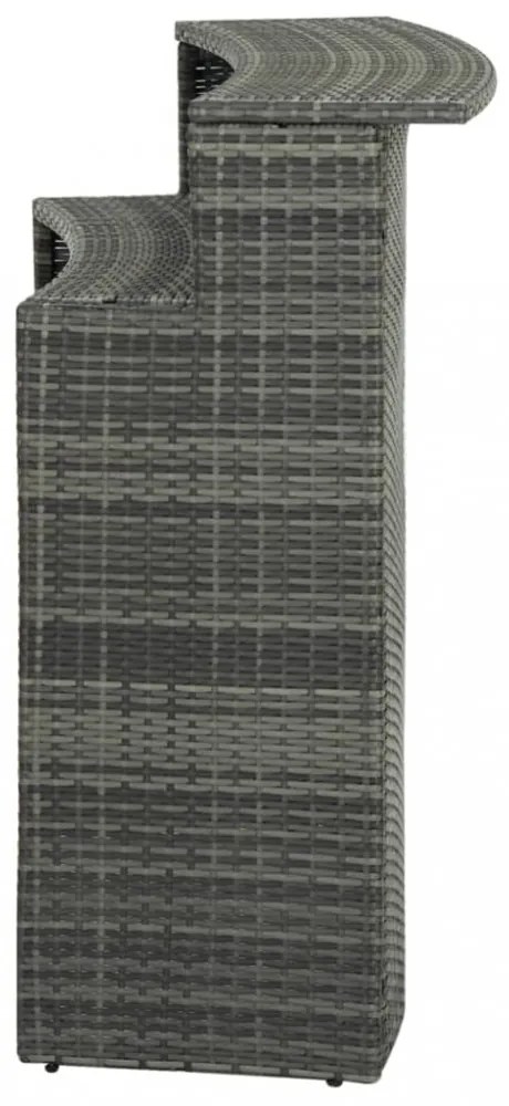 szürke polyrattan kerti bárasztal 120 x 55 x 110 cm