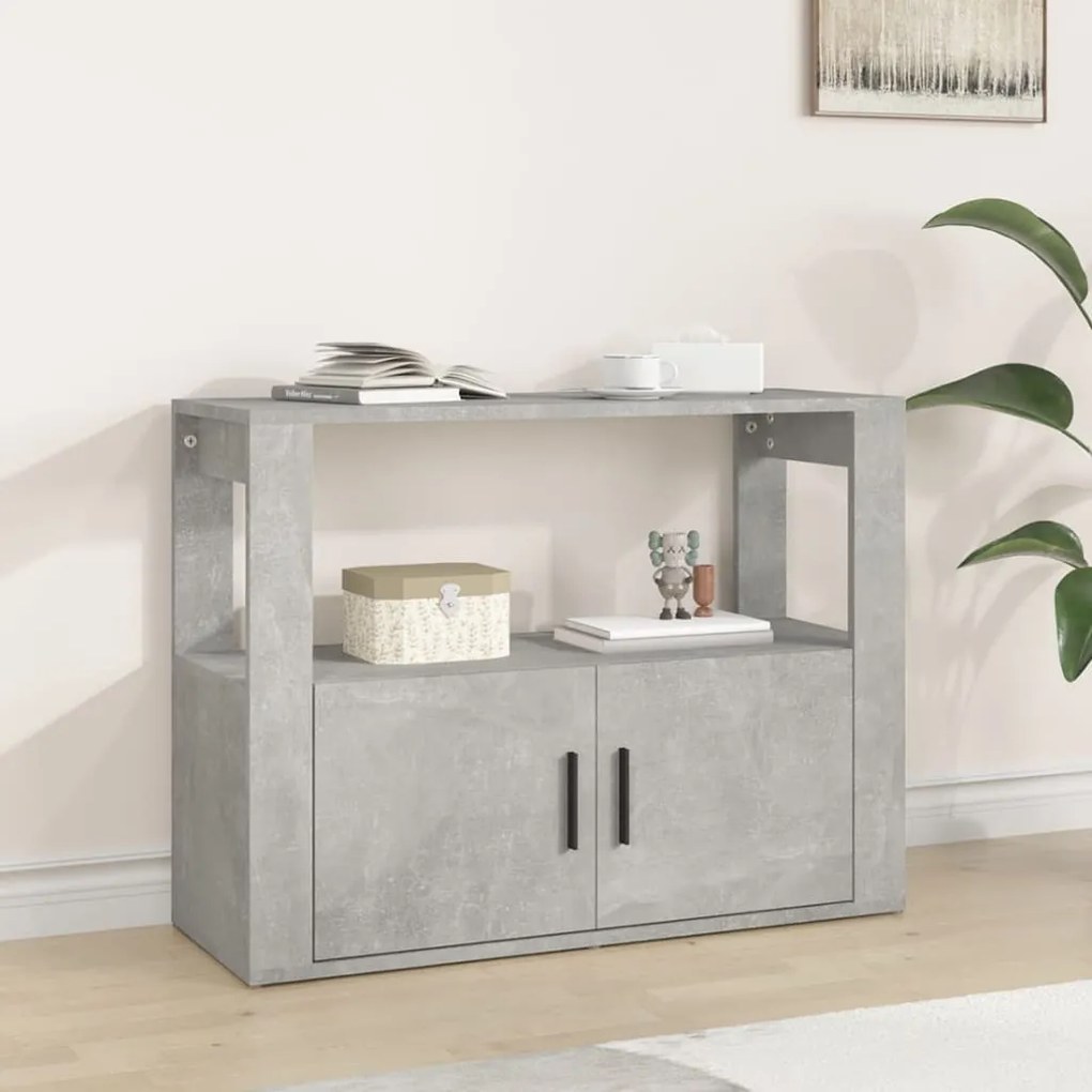 betonszürke szerelt fa tálalószekrény 80x30x60 cm