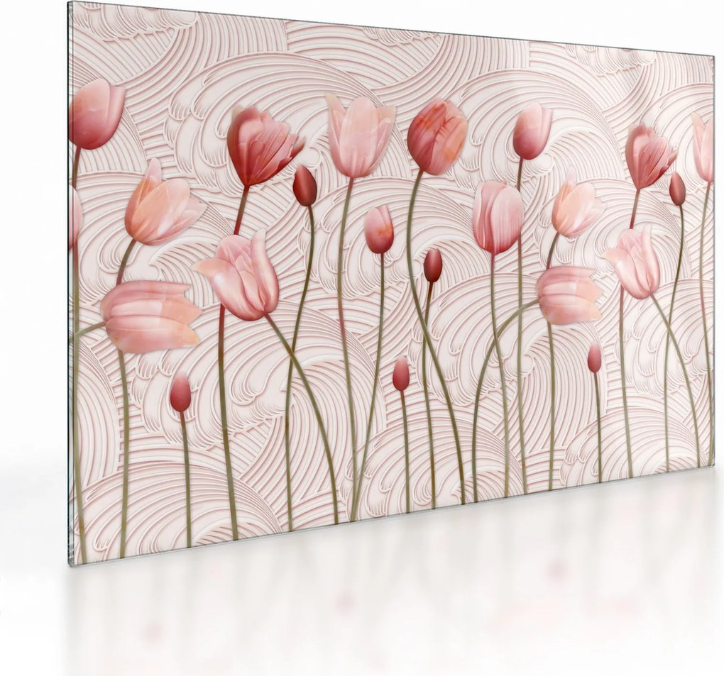 Kép - rózsaszín tulipán (üvegen) (70x50 cm)