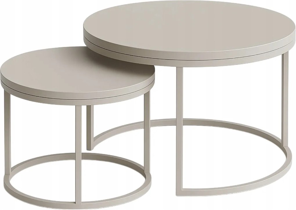 Dohányzóasztal Kasmír 2in1 szett Kerek 80/60cm Industrial Soft Loft Color