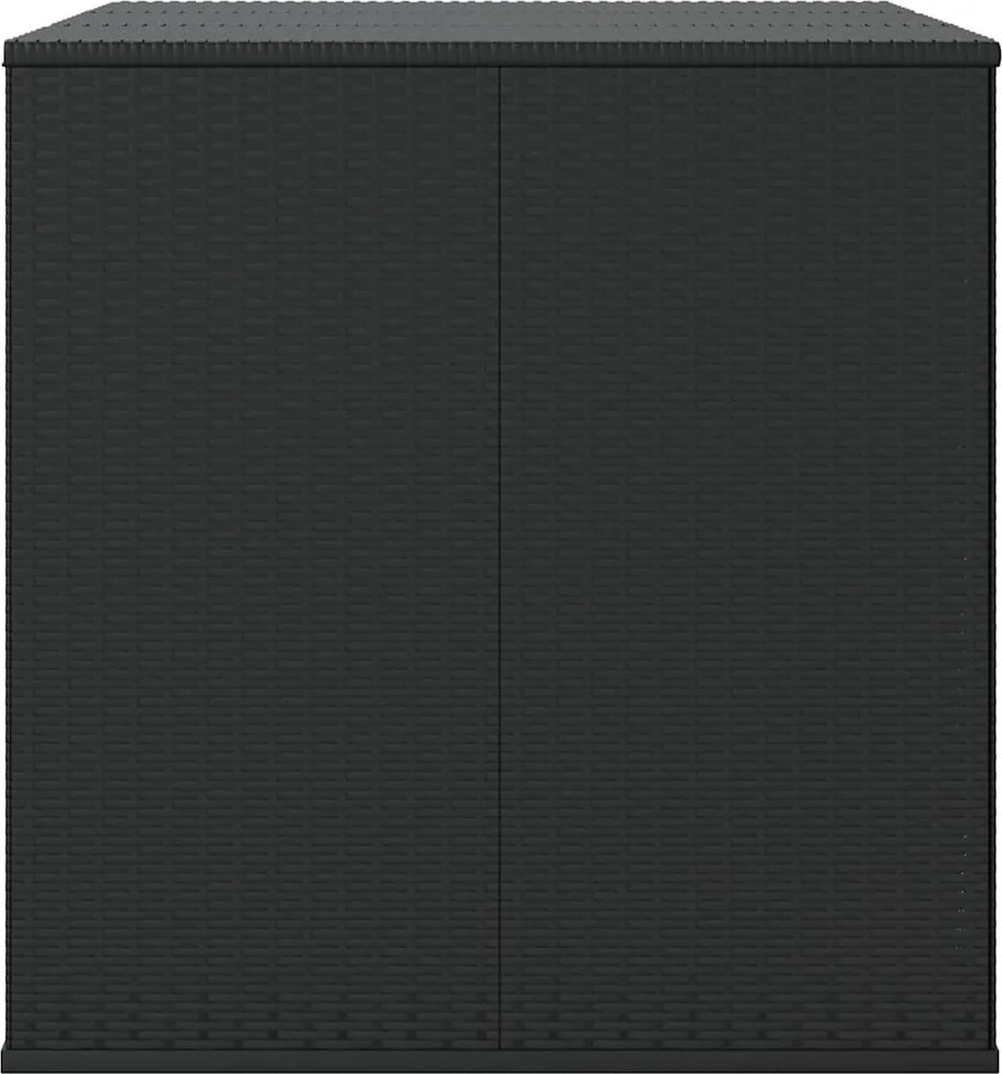 Fekete Polyrattan Kerti Párnatartó Doboz 145 X 100 X 103 Cm