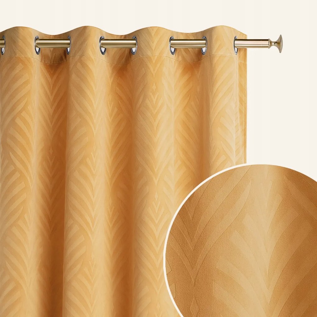 Velúr Függöny Velvet Mustársárga 140x280 Átvezetők Kerekek