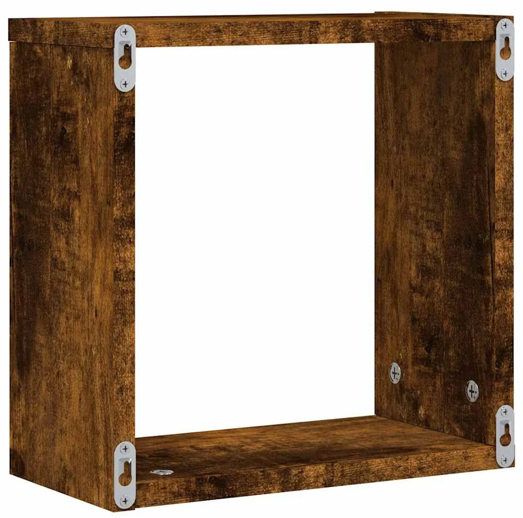 4 db füstös tölgy színű fali kockapolc 30 x 15 x 30 cm