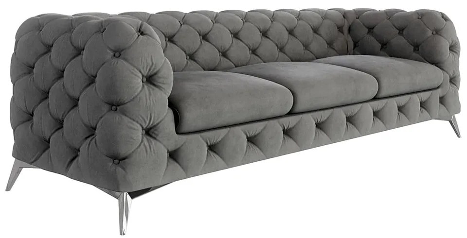 Szürke bársony kanapé 243 cm Chelsea – Ropez