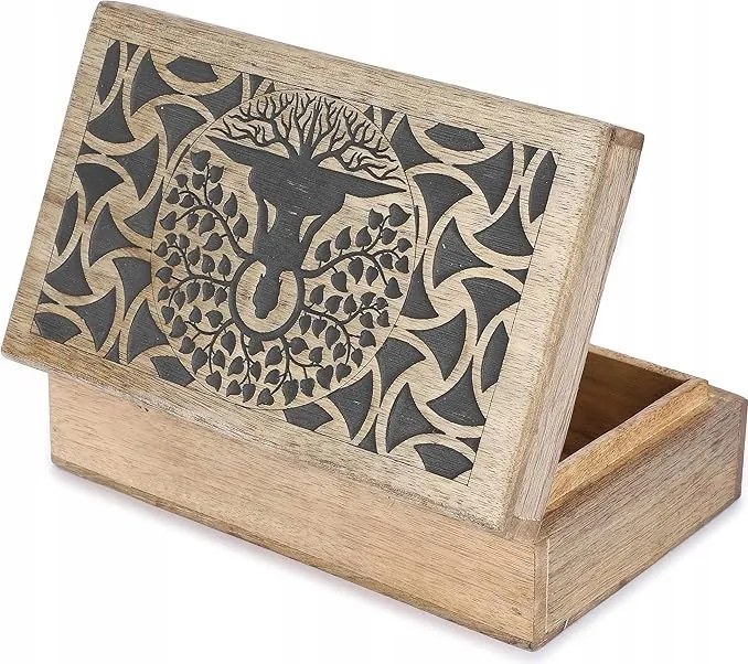Fa Ékszerdoboz Apró Tárgyak Fa Motívummal