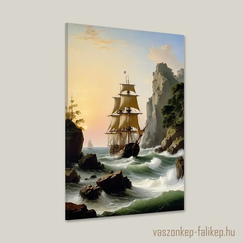 Vitorláshajó a háborgó tengeren – prémium falikép 40x60cm