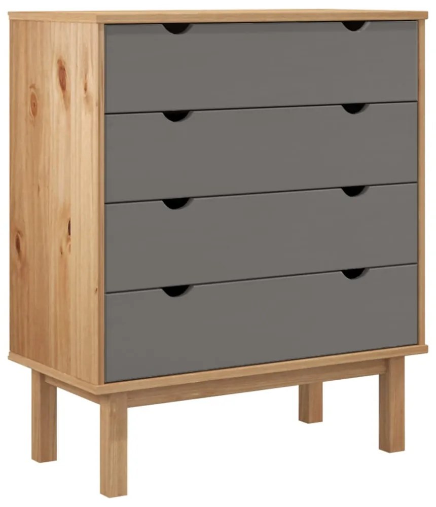 OTTA barna-szürke tömör fenyőfa éjjeliszekrény 76,5x39,5x90 cm