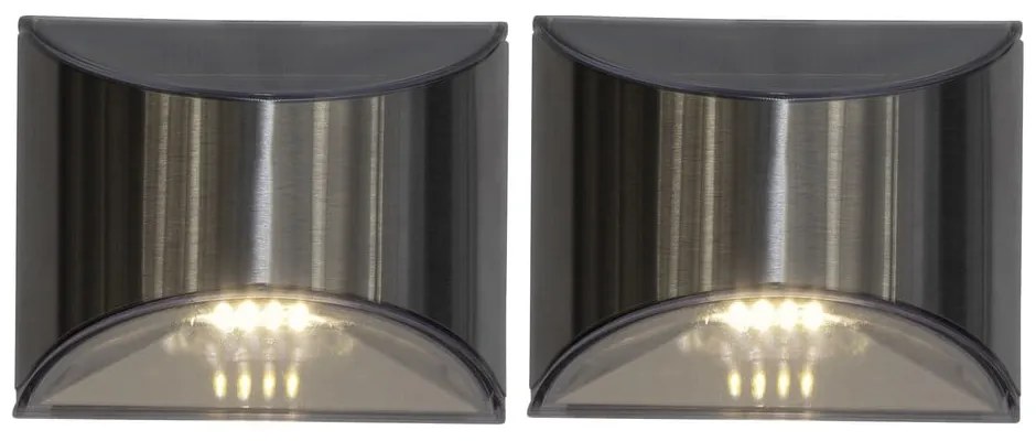 Wally 2 db napelemes rozsdamentes fali LED lámpa, magasság 8 cm - Star Trading