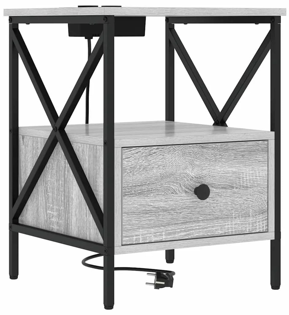 vidaXL Éjjeliszekrény 2 pcs Szürke Sonoma 41,5 x 40,5 x 55 cm Faanyag