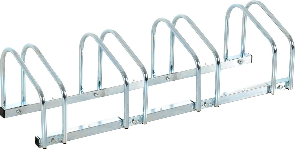 HOMCOM Kerékpártároló Rack Acél Állvány Kerékpárok Parkolására Padlón vagy Falon Beltéri és Kültéri Használatra 110x33x27 cm Ezüst | Aosom