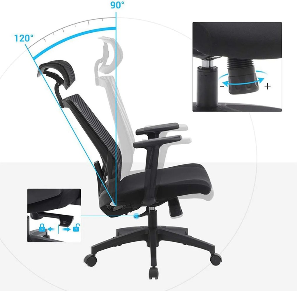 Irodai szék, hálós borítással, ergonomikus számítógépes szék