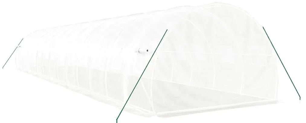 fehér acélvázas melegház 42 m² 14 x 3 x 2 m