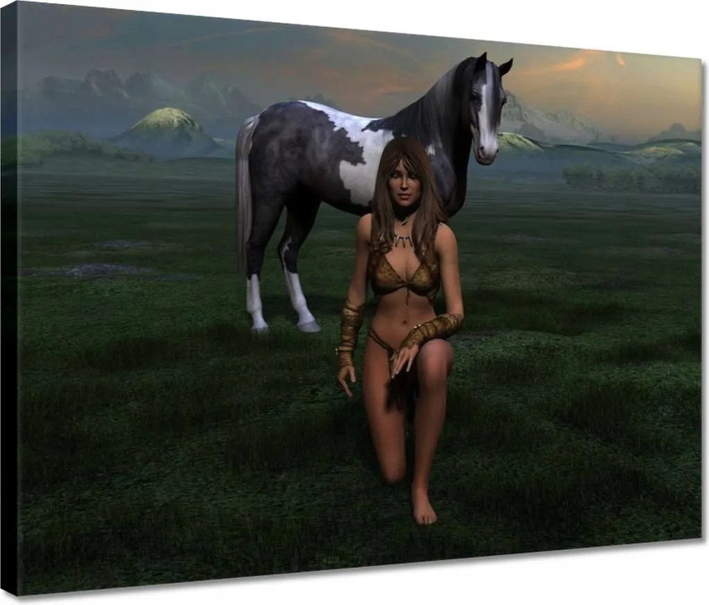 Vászonkép 40x30 Lány paripával