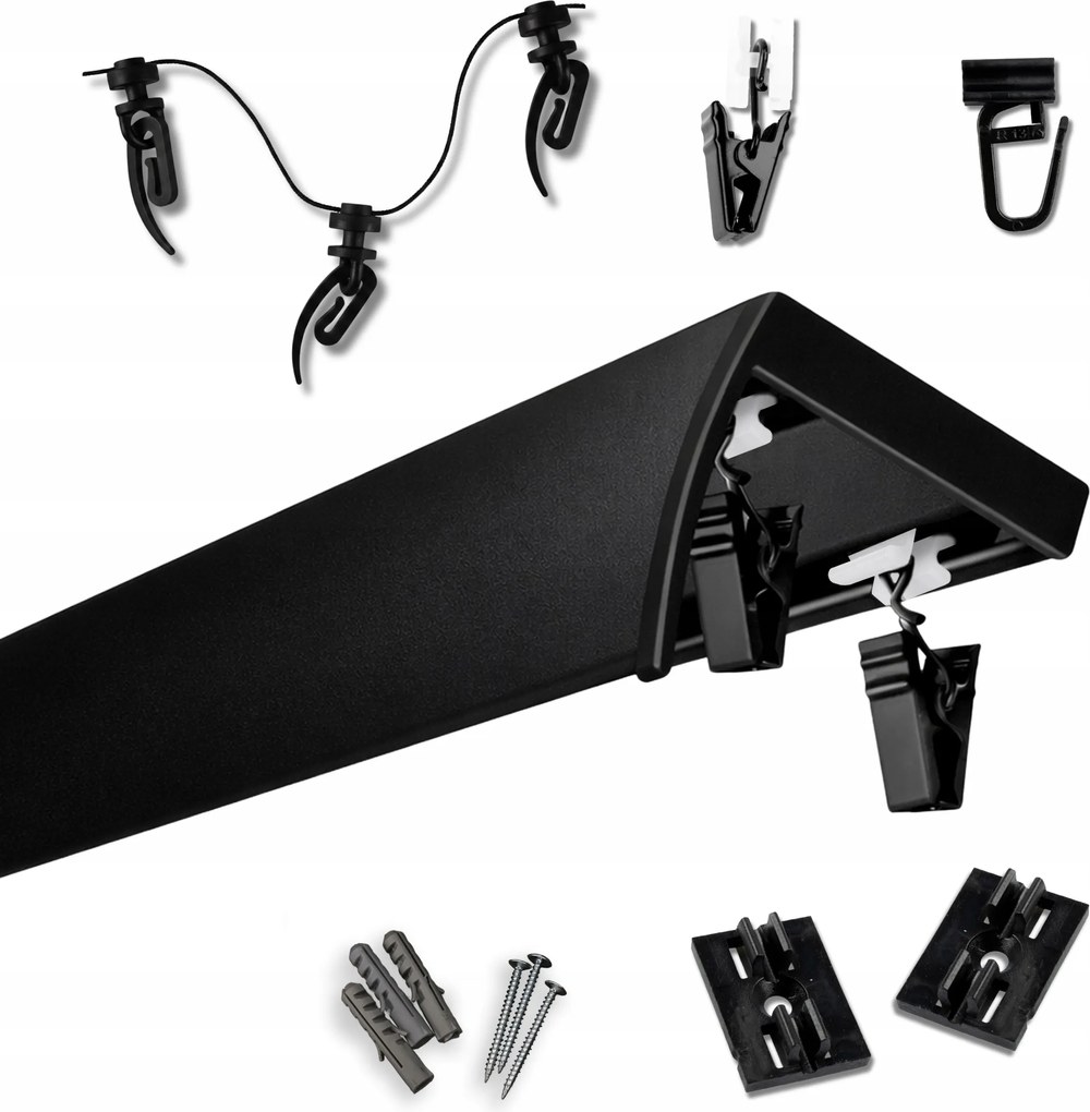 Mennyezeti Függönykarnis Fekete Duo Dupla Slim Sín Alumínium Borítással 290CM