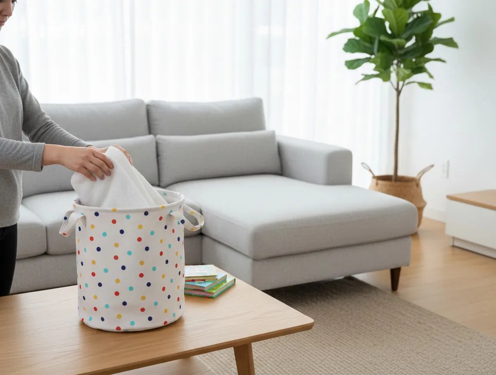 Pöttyös tároló kosár 35 x 37 cm - l méret