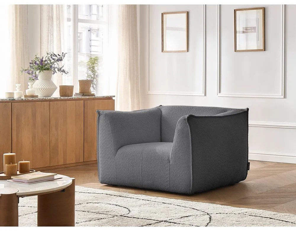 Sötétszürke buklé fotel Giorgia – Bobochic Paris