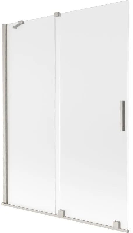 Mexen Velar, 2 szárnyas eltolható kádparaván 130 x 150 cm, 8 mm-es mattüveg, csiszolt acél, 896-130-000-31-97
