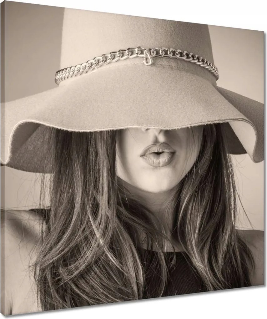 Vászonkép 60x60 Szűz a kalapban Stílus