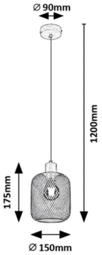 Rabalux 3131 - Csillár zsinóron GRENDEL 1xE27/60W/230V