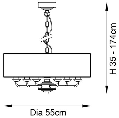 Endon 98933 - Csillár láncon HIGHCLERE 6xE14/40W/230V fehér/réz