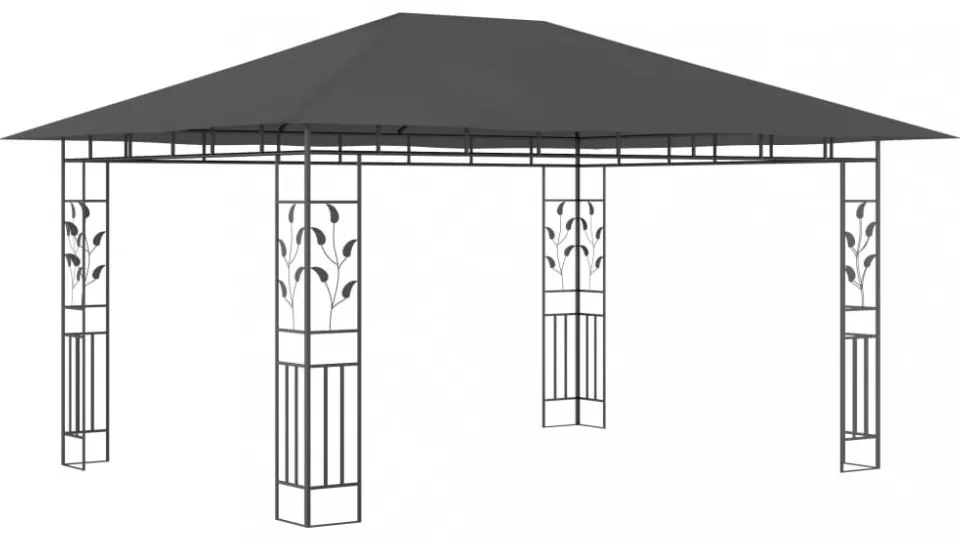 antracit pavilon szúnyoghálóval/LED fényfüzérrel 4 x 3 x 2,73 m