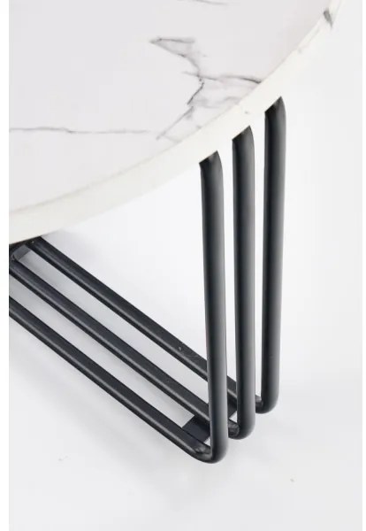 Kávésasztal ANTICA 41x55 cm fekete/márvány dekoráció