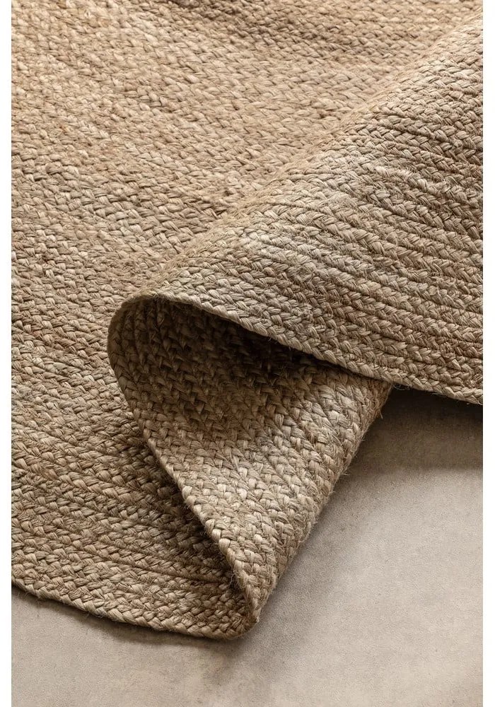 Natúr színű kétoldalas kerek juta szőnyeg ø 100 cm Braided Grey – Hanse Home