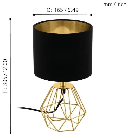 Eglo 95788- Asztali lámpa CARLTON 2 1xE14/60W/230V