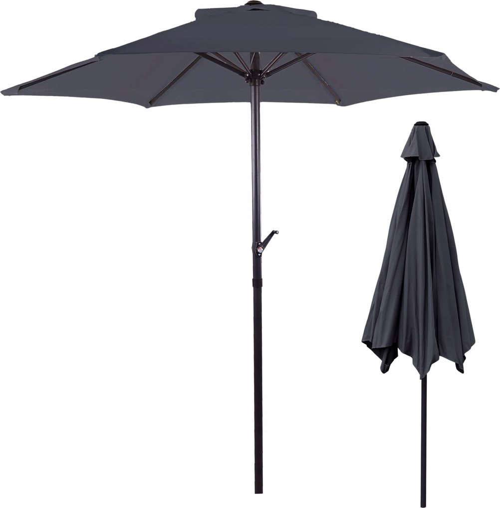 Összecsukható Nagy Kerti Napernyő Teraszra Erkély Sötét Szürke 300Cm