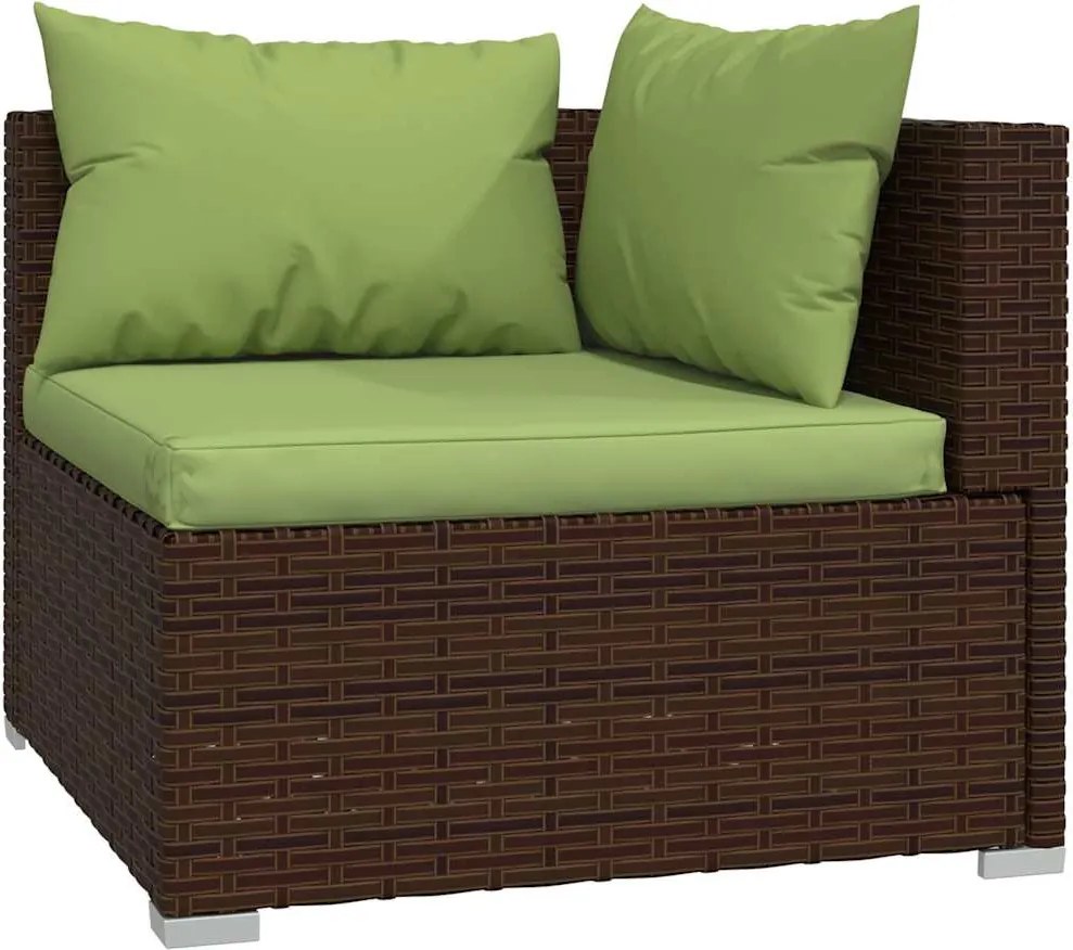 4 részes barna polyrattan kerti bútorszett párnákkal