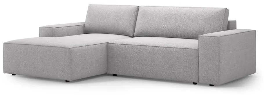 Világosszürke buklé kinyitható sarokkanapé (bal oldali) Jodie – Micadoni Home