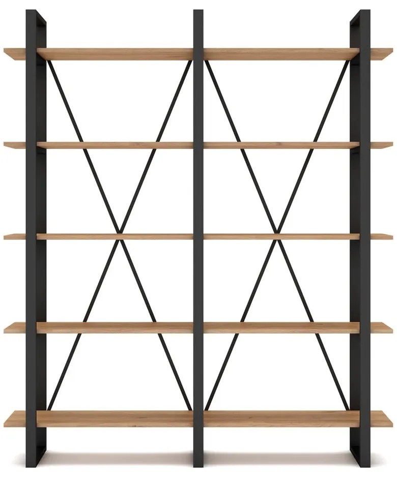 Fekete-natúr színű polcos állvány tölgyfa dekorral 150x180 cm Aviva – Marckeric