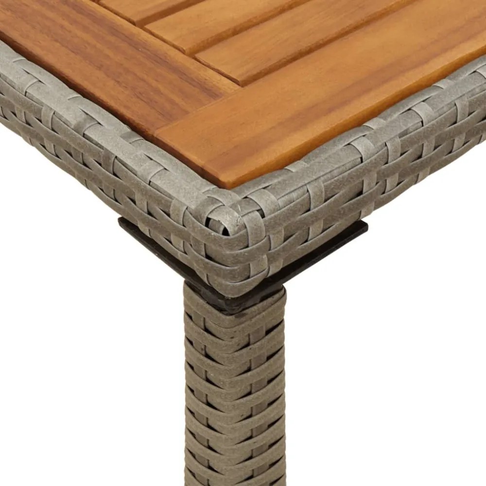 szürke polyrattan akácfa lapos kerti asztal 115x54x74 cm