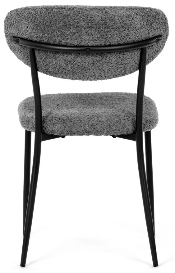 Scaun de sufragerie, stofa gri, picioare metalice negre