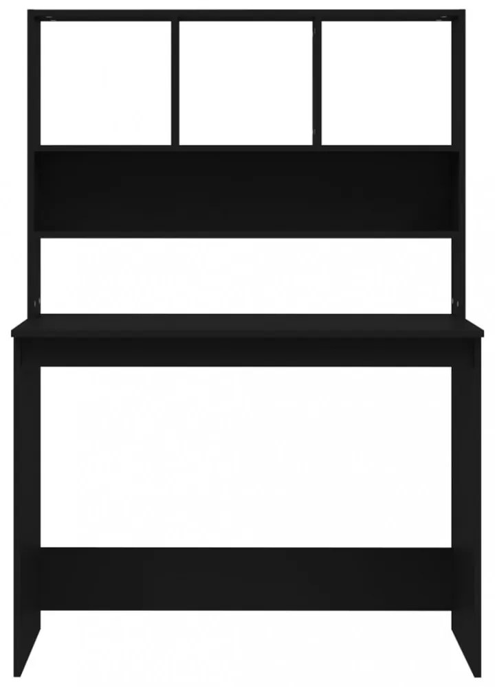fekete szerelt fa íróasztal polcokkal 102 x 45 x 148 cm